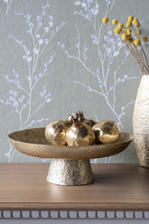 Laura Ashley Winspear Gold Leaf Embossed Round Footed Bowl, Decorative Use Only